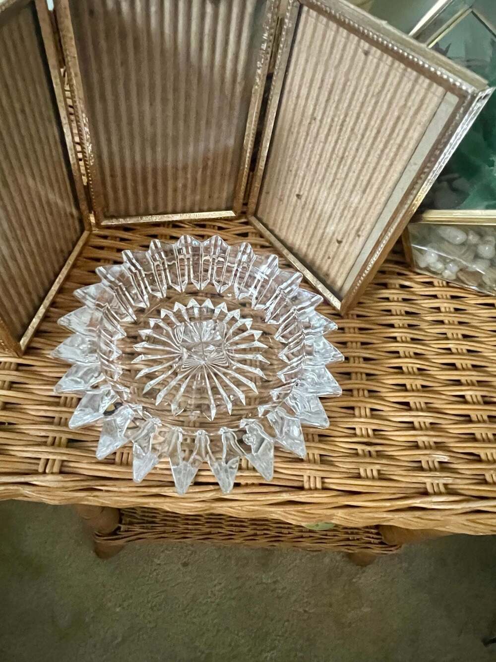 Unmarked Heavy Crystal Ashtray 5 Inches Across Square Free